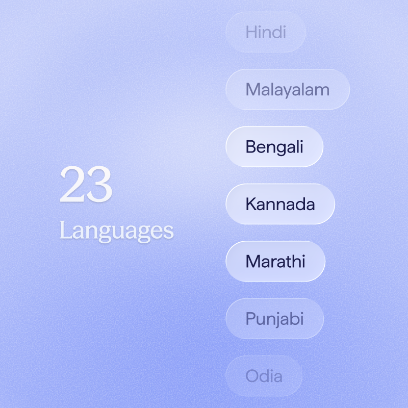 23 languages with native Indic script support